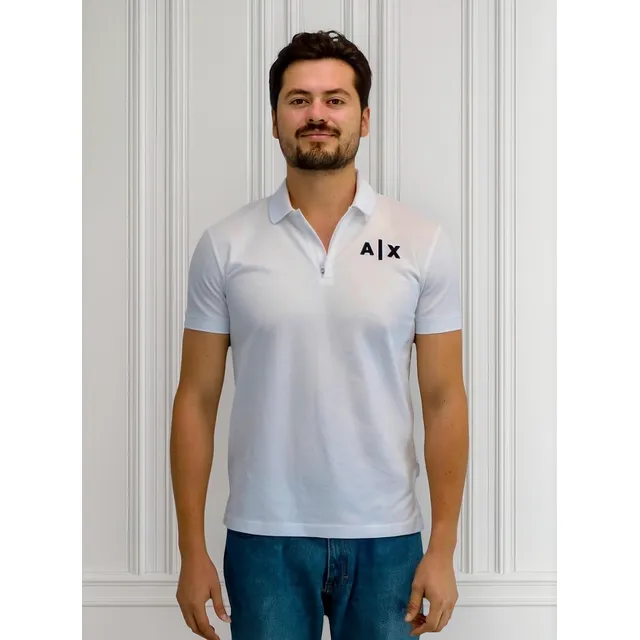 Playera Armani Exchange Color Blanco Con Cierre