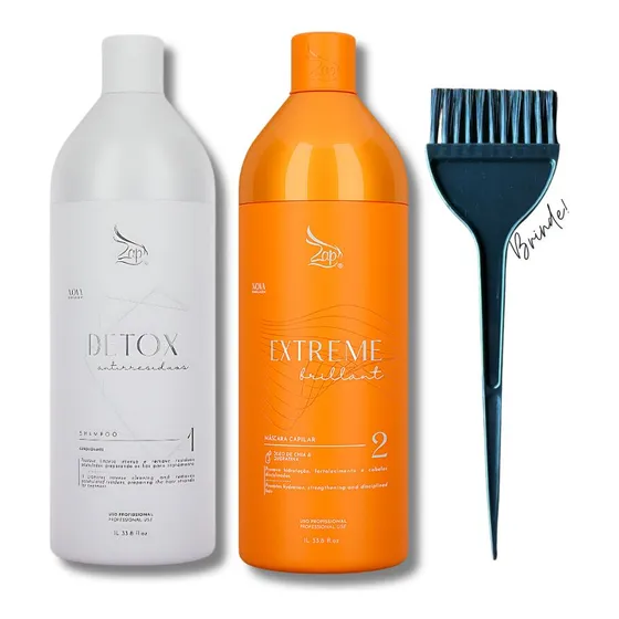 Extreme Brilhant Zap 02 Unid 1l Sem Formol + Shampoo Detox