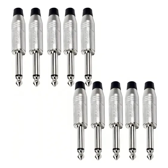 Kit 10 Plug Conector P10 Mono Santo Angelo Em Metal Sa2x