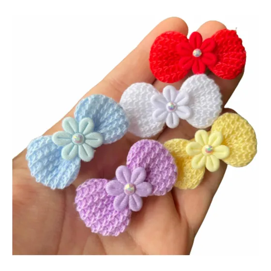 Presilha Crochê Flor Strass Bebê Kit 5 Un 100% Forrada 