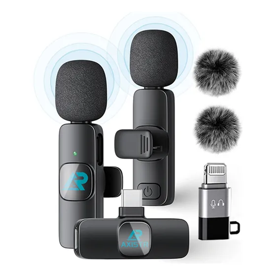 Axistr Lavalier Wireless Micrófono For iPhone/android/pc/iPad Terminal 20 M Largo Alcance 64db Chip Inteligente De Cancelación De Ruido Integrado, Recepción Omnidireccional, Plug And Play