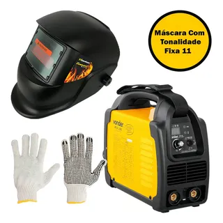 Vonder Máquina Solda Riv156 Com Máscara De Solda + Luva Vonder Cor Preto/Amarelo