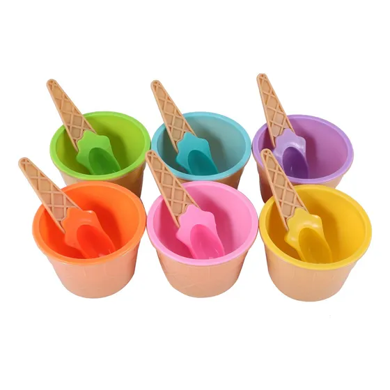 Tazon Helado Diferente Color Cuchara Vajilla Para Niño