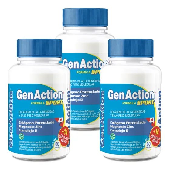 Pack 3 Genaction Sport Colágeno Hidrolizado En Cápsulas