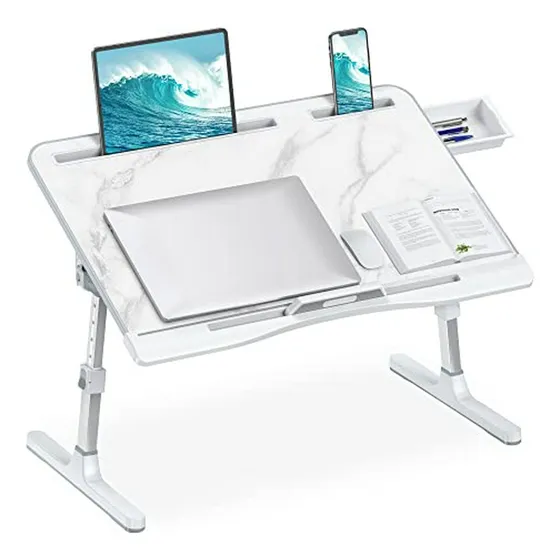 Mesa De Cama Para Laptop Ajustable, Plegable Y Con Cajón (má