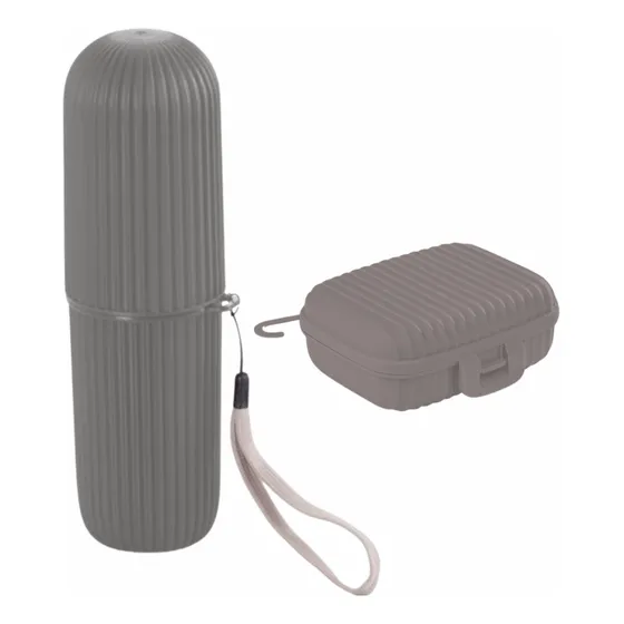 Kit Saboneteira + Estojo Portátil Para Viagem Academia Fosco