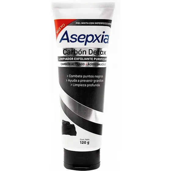Asepxia Carbón Limpiador Exfoliante Ácido Salicílico 120gr 