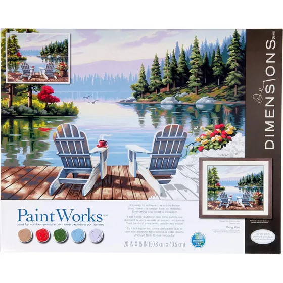 Kit Pintura Numero Para Adulto Niño Junto Al Lago 20 X 16 