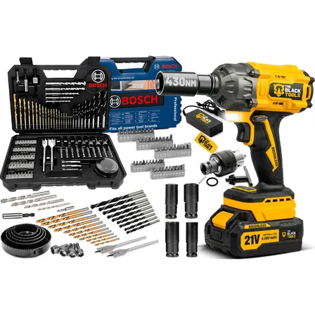 Chave De Impacto Parafusadeira Brushless + Kit 103 Pçs Bosch Amarelo 127/220v 60 Hz