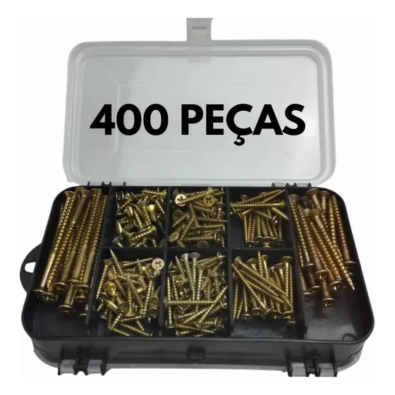 Kit Parafusos E Buchas Com Estojo Organizador 400pcs