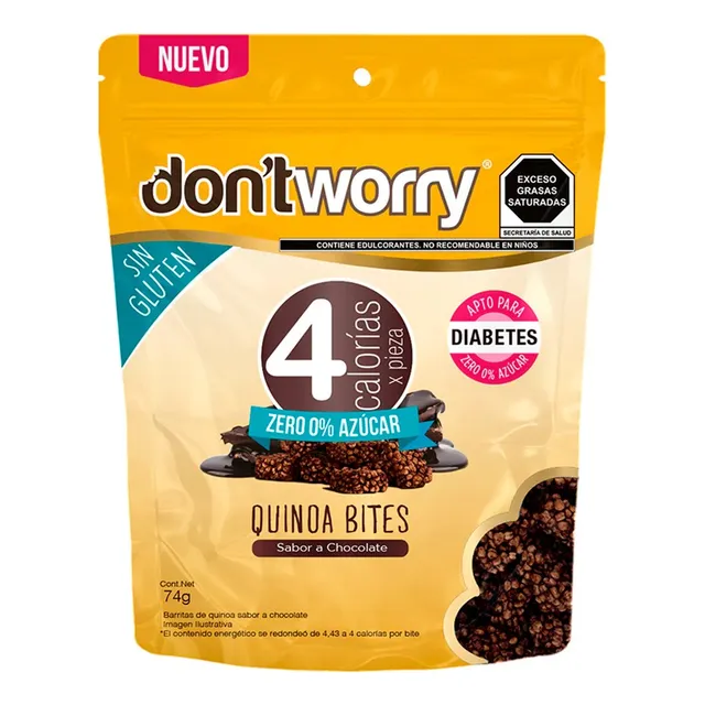 Quinoa Bites Dont Worry Sabor Chocolate 74g