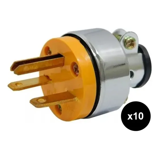 Enchufe 220v Chino Macho 3 Pata Goma X10unidades