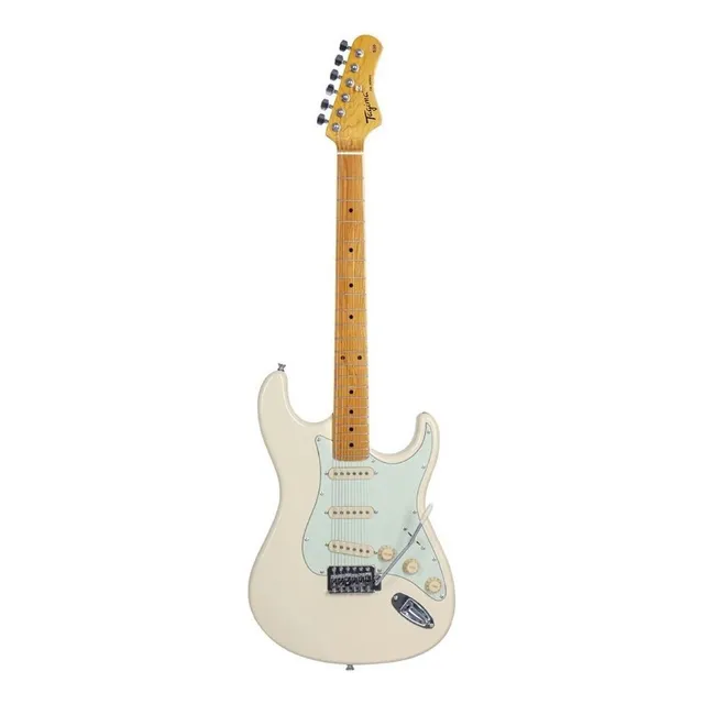 Guitarra Elétrica Tagima Tw Series Tg-530 Stratocaster De Tília Vintage White Brilhante Com Diapasão De Bordo