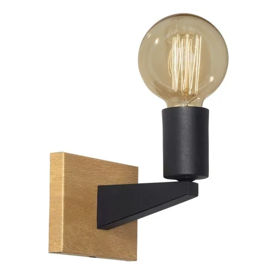 Aplique Led Pared Simil Madera Diseño Minimalista E27 Estructura Negro