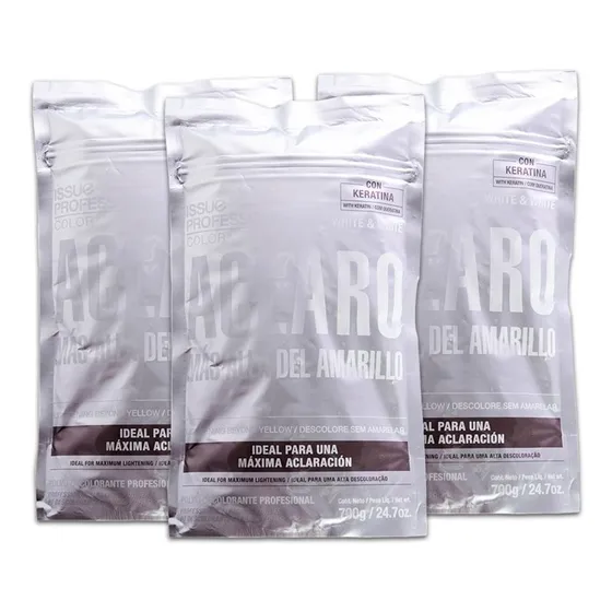 Kit X3 Issue Aclaro Polvo Decolorante White & White 700gr