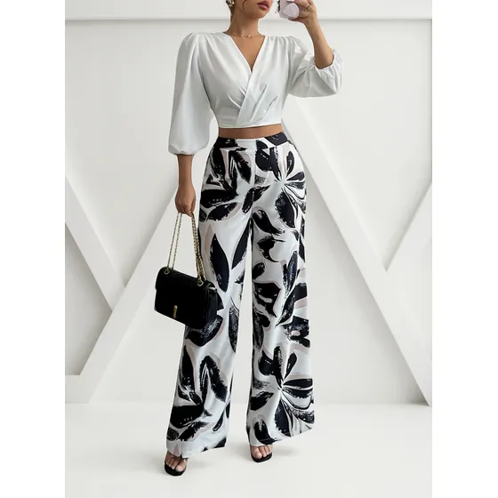Conjunto De 2 Piezas Pantalon Largo Blusa Conjunto