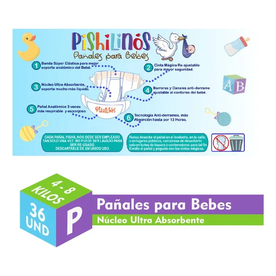 Pañales Para Bebés Talla P. Paquete X 36