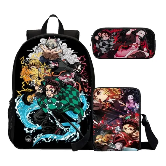 Kit Mochila Lancheira Estojo Kakashi Naruto Anime Ninja
