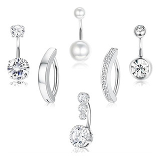 6 Piercings De Acero Quirúrgico Para Ombligo Con Circonita C 6 Piercings De Acero Quirúrgico Para Ombligo Con Circonita C