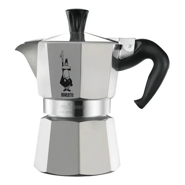 Cafetera portátil Bialetti Moka Express 3 tazas analógico plata facto italiana