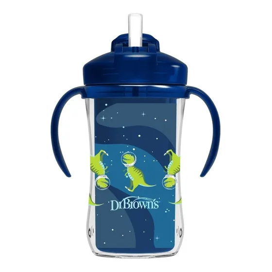 Vaso Pitillo Térmico Antiderrame de 10 Oz Azul Dr Brown's