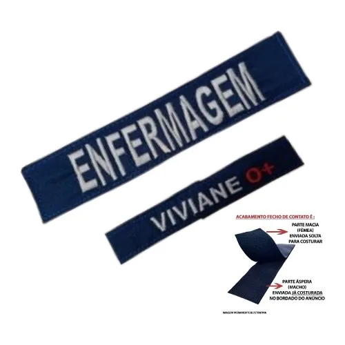 Enfermagem Samu Bordado + Sutache Nome Tipagem Sanguínea Kit