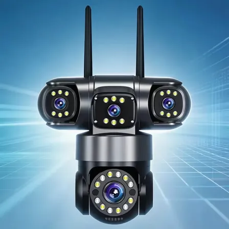 Câmera Segurança 3 Lentes 4k Alarme Holofote Preto Preto