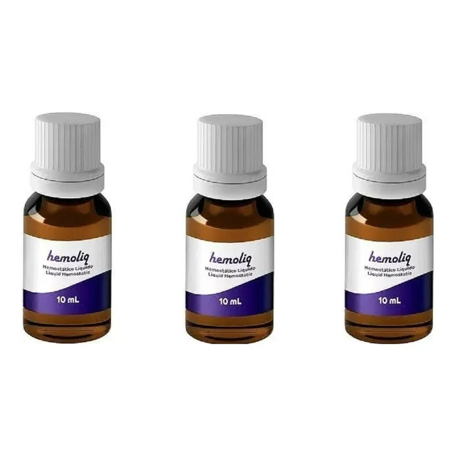 Kit 3 Hemoliq Solução Hemostática 10ml Podológo/odonto Etc.