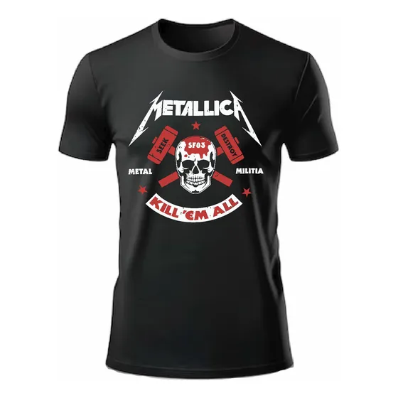 Camiseta  Camisa Matalica Banda Caveira Logo