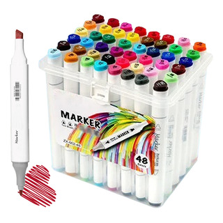 Caneta Marcador 48 Cores Set Ponta Dupla Cor Variada Caneta Marcador 48 Cores Set Ponta Dupla Cor Variada
