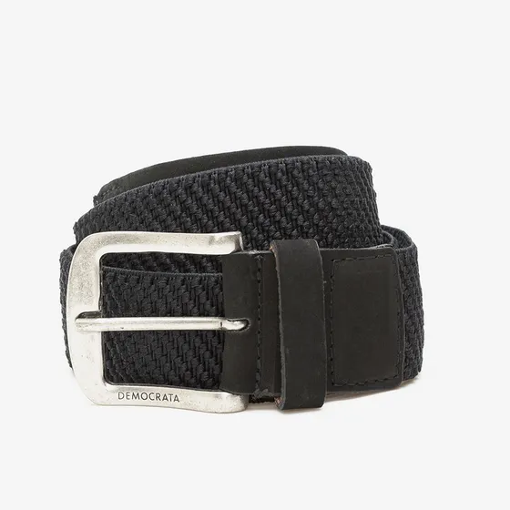 Cinto Largo Denim Preto Democrata Tamanho 105