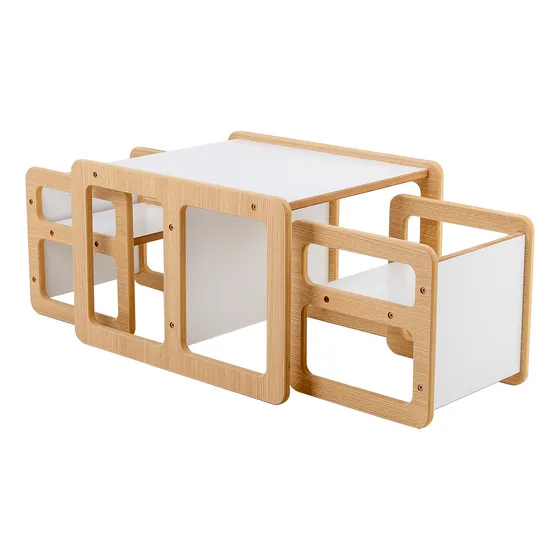 Set Montessori Mesa Evolutiva Infantil + 2 Sillas Para Niños