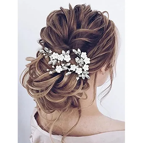 Unicra Flor De Novia De Bodas Peinados De Plata 7s9qx