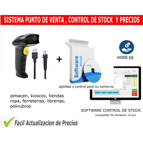 Lector Código De Barra + Programa Sistema Kiosco