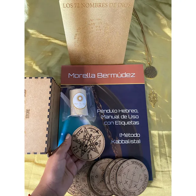 Kit Péndulo Hebreo, Libro C/etiquetas, Sellos Angeles, Caja
