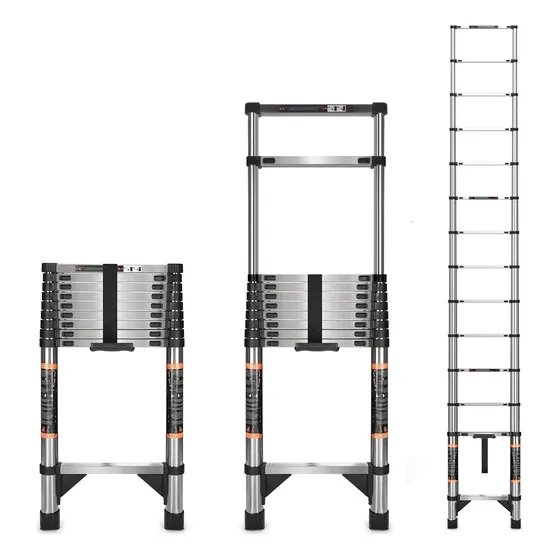 Escalera Telescópica Plegable Acero Ajustable 3.8m Refuerzo