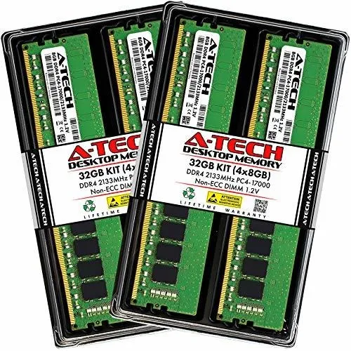 Memoria Ram A-tech 32gb (4x8gb) Ddr4 2133mhz Udimm Pc4-17000