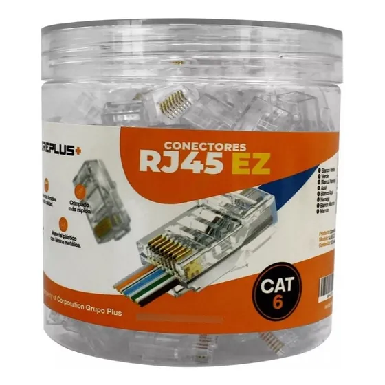 Conector Rj45 Ez Categoria 6 Pasante Pass-trough 100 Und
