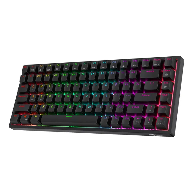 Teclado gamer bluetooth Royal Kludge QWERTY Royal Kludge Red inglés US color negro con luz RGB