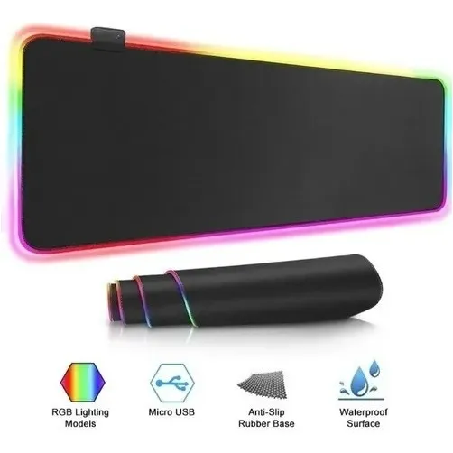 Mousepad Rgb Gamer Largo Con Luces Led De Colores