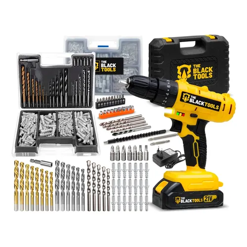 Parafusadeira Furadeira 3/8 A Bateria Tb12a The Black Tools Jogo
