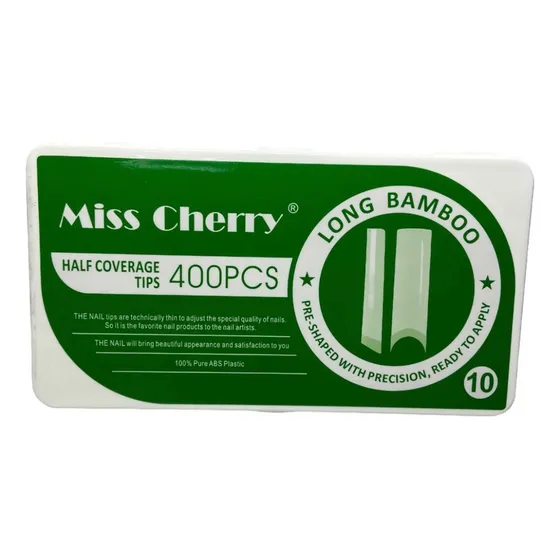 Tip Cuadrado Largo 400 Piezas Long Bamboo Uñas Miss Cherry