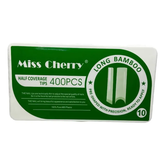 Tip Cuadrado Largo 400 Piezas Long Bamboo Uñas Miss Cherry