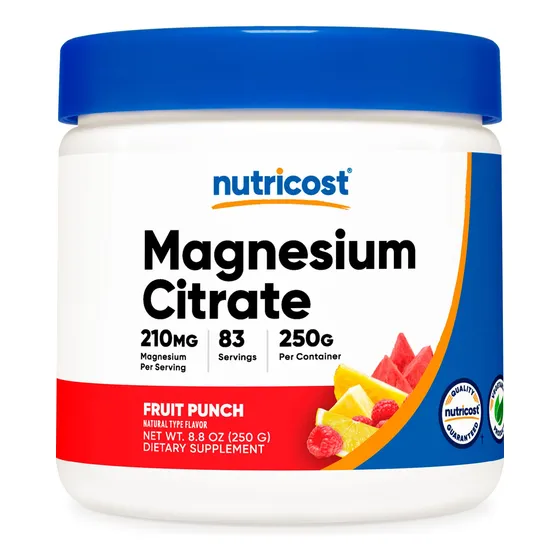 Citrato De Magnesio En Polvo Nutricost (ponche De Frutas, 25