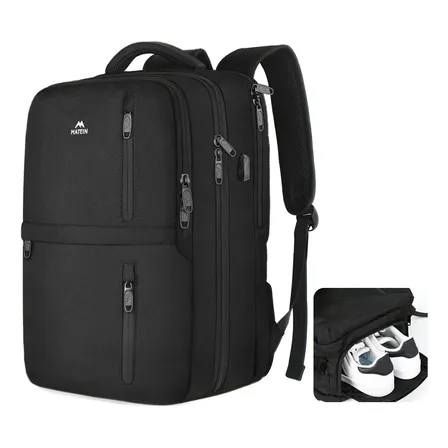 Mochila De Viaje Adultos Lisa 40L Grande Espacio Con Compartimento Para Zapatos Aprobado Por Avión 10kg Personal Articulo Mochila Para Laptop 17 Pulgadas Color Negro Matein 1197