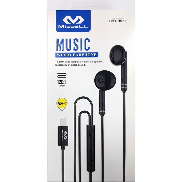 Auricular Miccell Cableado Color Nego