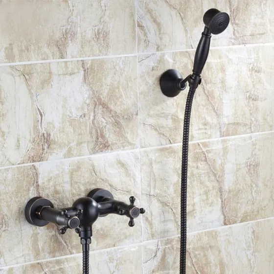 Grifo Baño Mezclador Pared Doble Palanca 2 Orificio Ducha