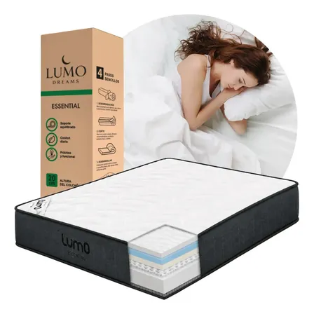 Lumo Home Colchon Matrimonial Premium 20cm De Grosor 10 Capas De Memory Foam Anti Acaros E Hipoalergénico Dispersión De Movimiento
