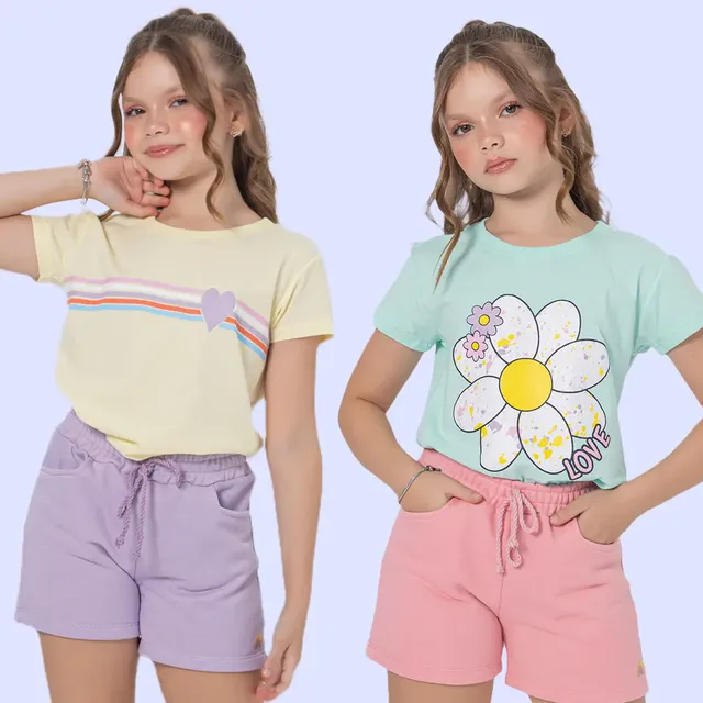 Kit 6 Peças Infantil Feminino Primavera Verão Premium