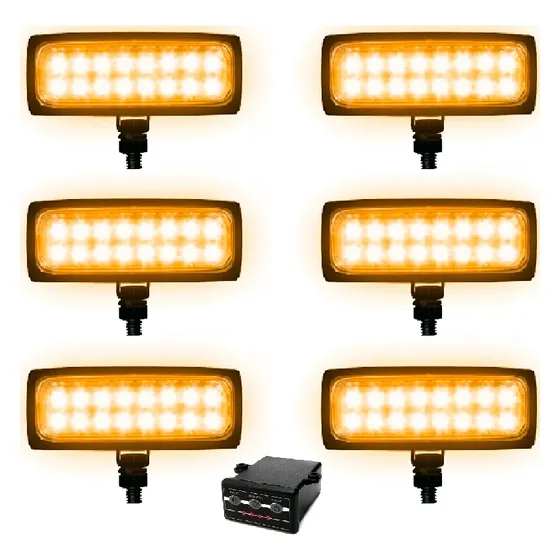 Estrobo Milha Farol Led 24v Amarelo 6 Faról Ônibus Caminhão 